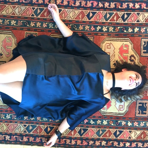 Brand New and one of a Kind Silk and Leather Dress - Picture 2 of 5